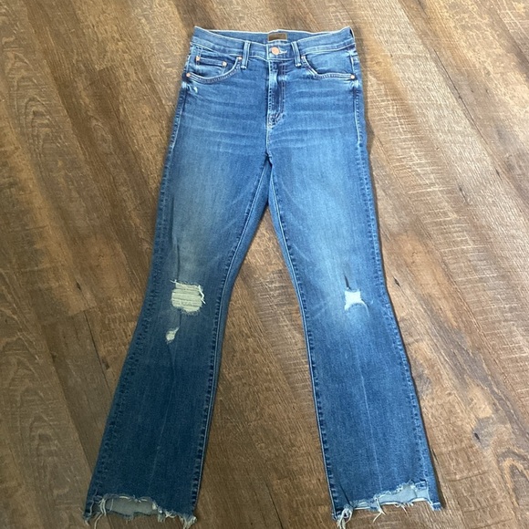 MOTHER THE INSIDER CROP STEP CHEW WASH DANCING ON COALS Hi Rise Kick Flare Ankle - Picture 7 of 16